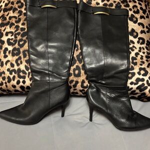 Calvin Klein Collection Black Leather Heeled Boots